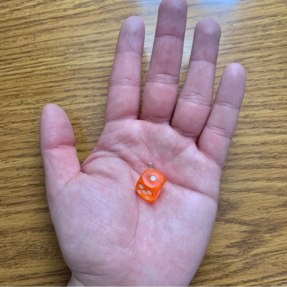 Single Orange Dice Charm Pendant - Picture 10 of 11